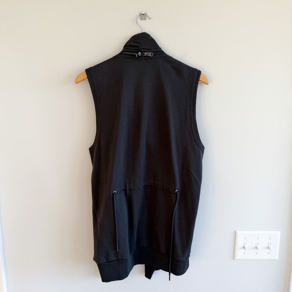 AllSaints Fera Sleeveless Waterfall Open Front Sweatshirt Vest Black L - Picture 3 of 11